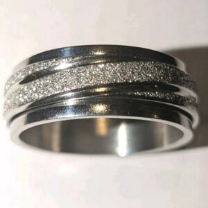 Retro High Quality Luxury 925 Sterling silver Frosted Mens Fidget Spinner Ring 9